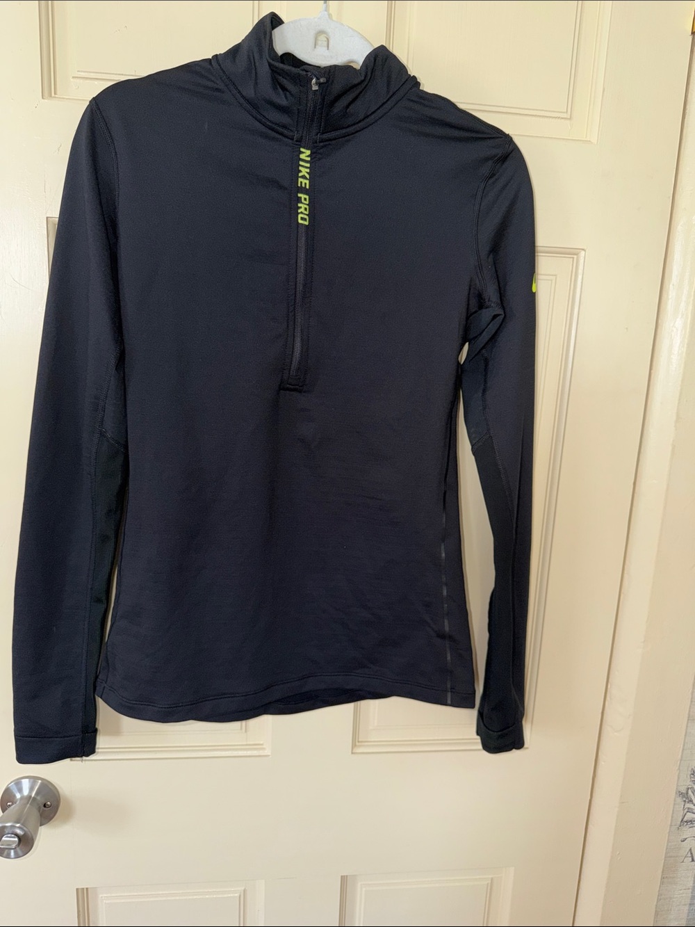 Nike Black Long-Sleeve Half-Zip Training Top with Neon Accent